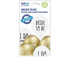 Балони за моминско парти в бяло и златен хром с различни надписи / Bride to be , Team bride , I do crew - 6 броя