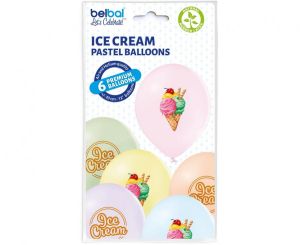 Балони с Ice cream / Сладолед - 6 броя , микс цветове