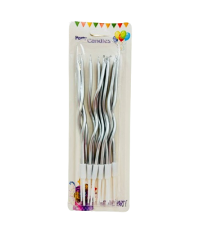 Свещички Сребърни спирали / Silver candels - 12 броя
