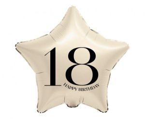 Фолио балон Звезда в бежов цвят с Happy birthday 18
