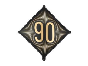 Фолио балон с числото 90 в черно и златно