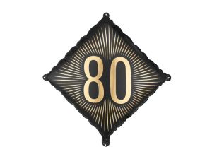 Фолио балон с числото 80 в черно и златно