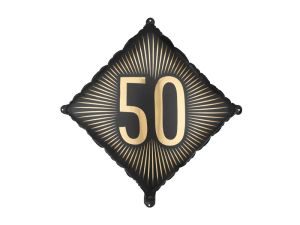 Фолио балон с числото 50 в черно и златно