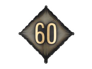 Фолио балон с числото 60 в черно и златно