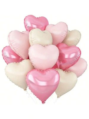 Комплект фолио балони сърца цвят Светло розов , розов и крем / Light pink , pink and cream - 10 броя