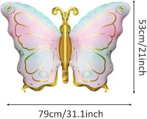Фолио балон Пеперуда цвят Розово , зелено и златно / Pink , green & gold