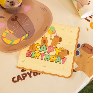Парти салфетки Капибара с надпис Capy Birthday / Capybara