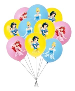 Латексови балони с цветен печат Дисни принцеси / Disney princess - 10 броя