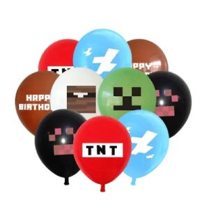 Латексови балони с цветен печат Майнкрафт / Minecraft - 10 броя