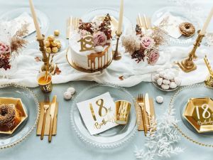 Луксозни парти салфетки със златен надпис 18 th birthday 