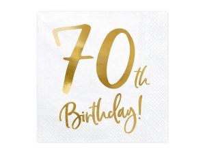 Луксозни парти салфетки със златен надпис 70 th birthday 