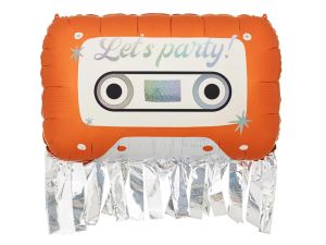 Фолио балон Касета с надпис Let's party! / Disco party