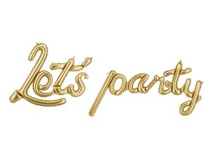 Фолио балон с надпис Let's party в златен цвят / gold