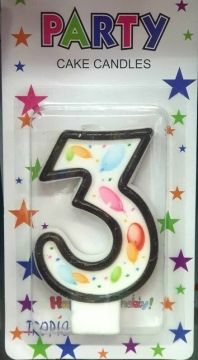 Свещички цифри с балони "3"