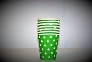 Чашки Зелени на бели точки-10 бр/пак.