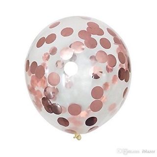Прозрачен балон 25 см с rose gold /розово златни конфети-5 бр./пак.
