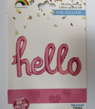 Фолио балон надпис "Hello" - розов