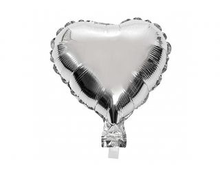 Балон Сърце от фолио-Сребърен-с хелий 1 бр.