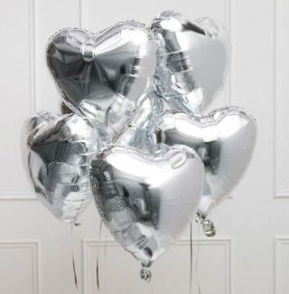 Балон Сърце от фолио-Сребърен-с хелий 1 бр.