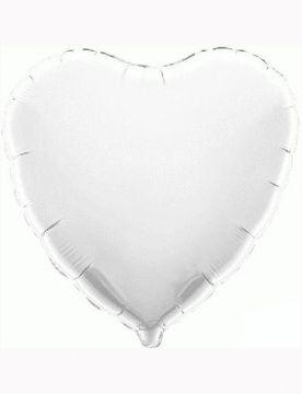 Балон Сърце от фолио-Бял- с хелий 1 бр.