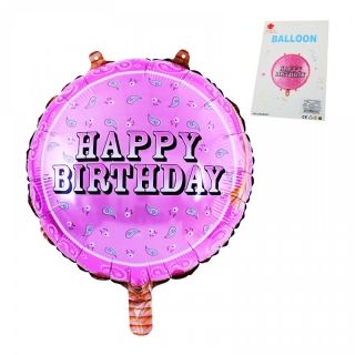 Фолио балон "Happy birthday"-розов с хелий