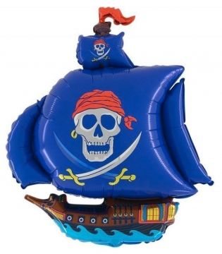 Балон фолио голям "Пиратски кораб - син" с хелий 