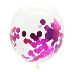 Прозрачен балон 30 см с розово/цикламени конфети-5 бр.