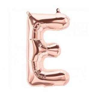 Балон буква "Е" розово злато/35 см