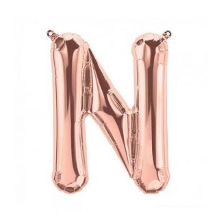 Балон буква "N" розово злато/35 см