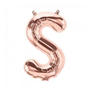 Балон буква "S" розово злато/35 см