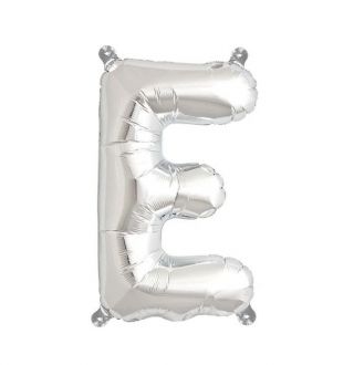 Балон буква "Е" сребърно/35 см