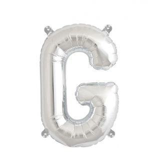 Балон буква "G" сребърно/35 см