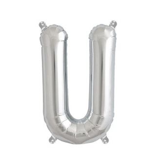 Балон буква "U" сребърно /35 см