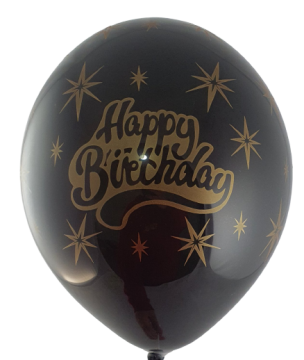 Балони "Happy birthday със златен надпис " - 5 бр./пак.
