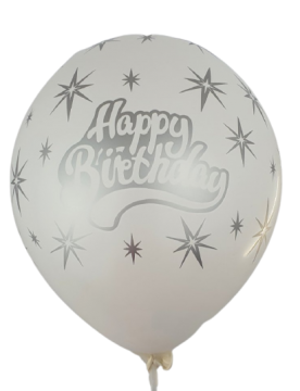 Балони "Happy birthday със сребърен надпис " -5 бр./пак