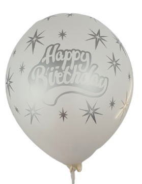 Балони "Happy birthday със сребърен надпис " -с хелий