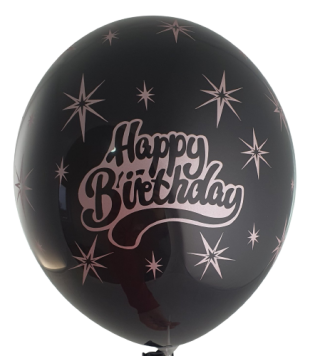 Балони "Happy birthday с розово златен надпис " - 1 бр. с хелий