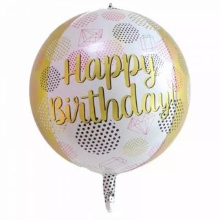 Фолио балон 4D топка Happy birthday с хелий