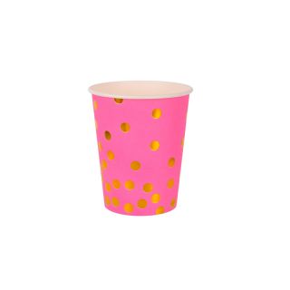 Парти чашки Розови на златни точки
