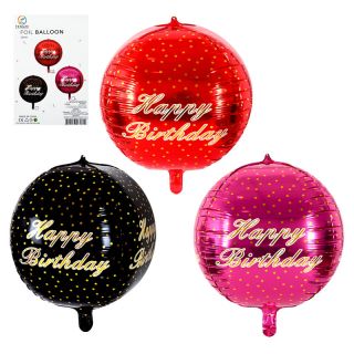 Фолио балон Топка/Сфера Happy birthday -червен