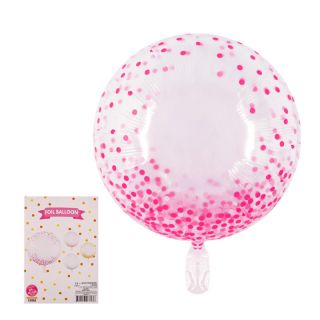 Фолио балон прозрачен на розови конфети