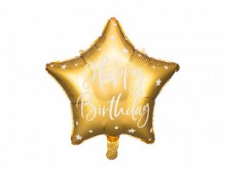 Фолио балон Звезда Happy birthday в цвят Злато с хелий