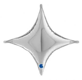 Фолио балон Звезда с 4 лъча - Сребърна 45см