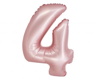 Фолио балон цифра 4 цвят Розов мат