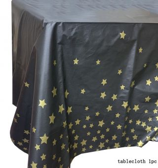 Луксозна покривка черна на златни звезди