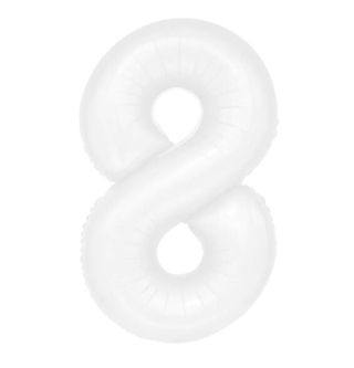 Фолио балон цифра 8 цвят Бял -100 см