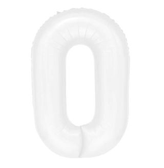 Фолио балон цифра 0 цвят Бял -100 см