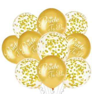 К-кт балони за моминско парти Bride to be  в златно - 10 бр.