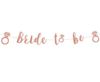 Банер за моминско парти Bride to be в розово злато