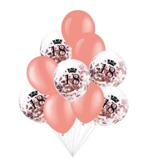 К-кт балони за 18 - ти рожден ден в розово злато - 10 бр.